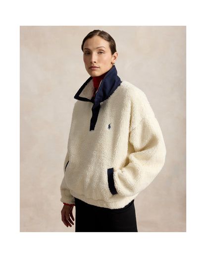 Marlow cream high-pile fleece, three-quarter front view