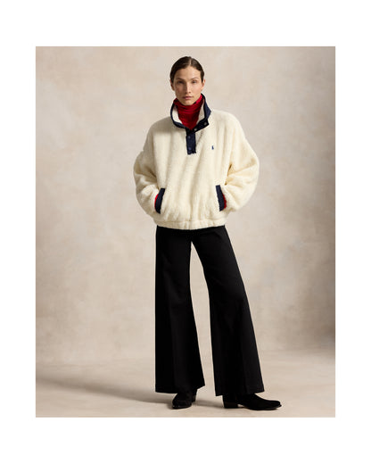 Marlow cream high-pile fleece, full-length front styling