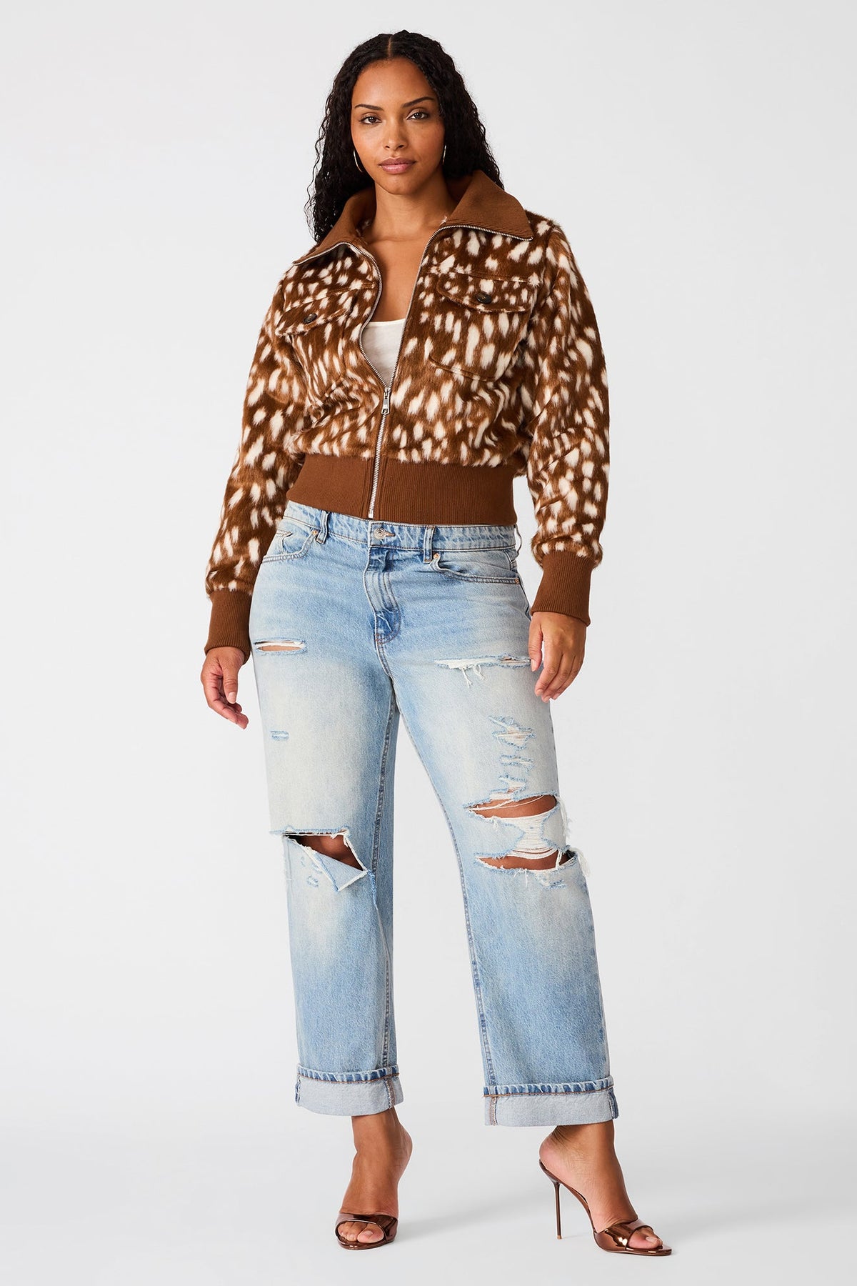 Abstract dot zip-up jacket