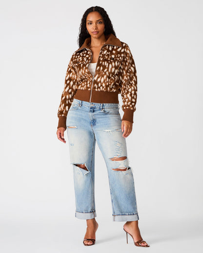 Abstract dot zip-up jacket