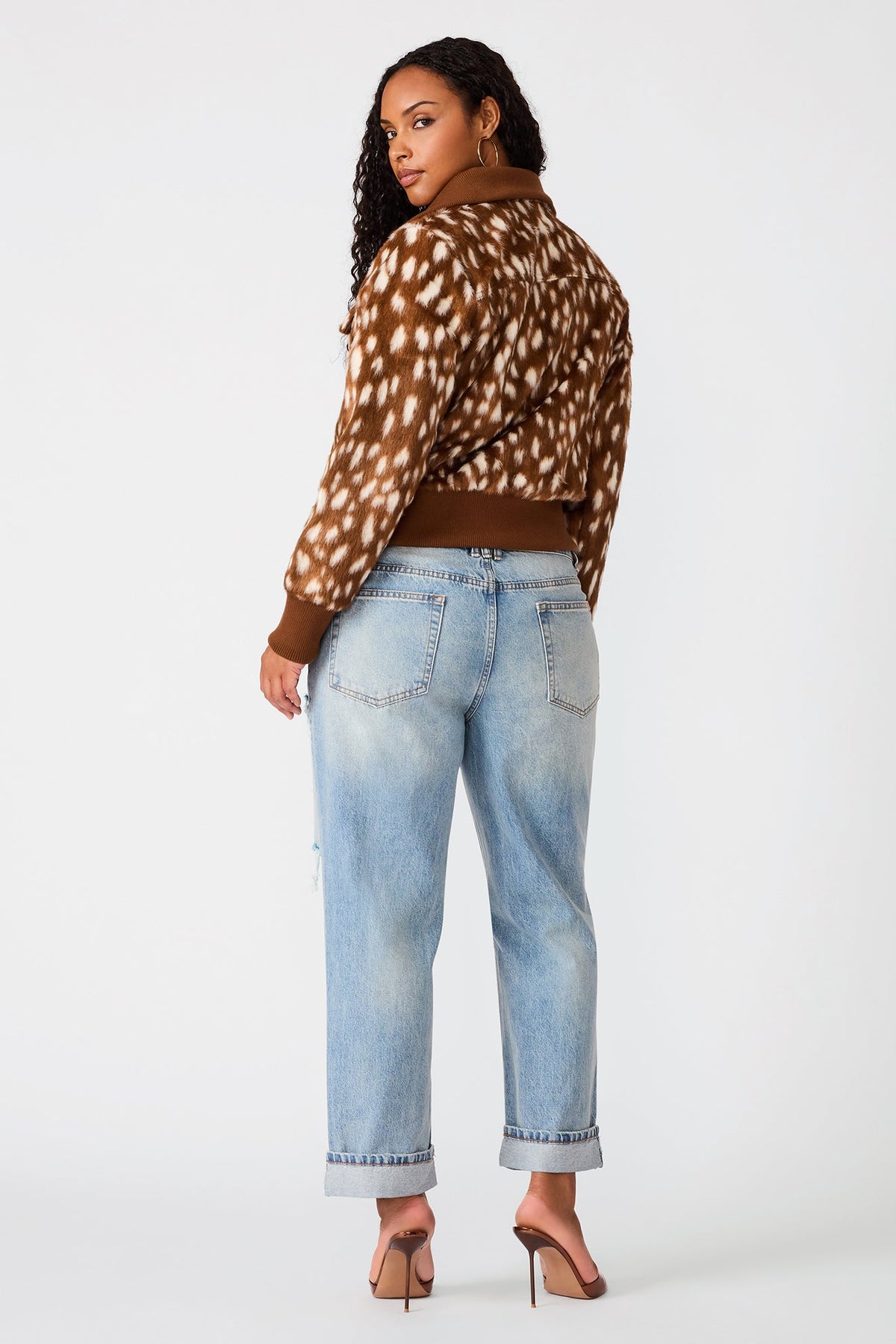 Abstract dot zip-up jacket