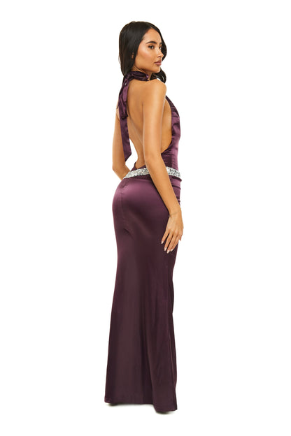 Blair maxi dress in deep plum, view 5