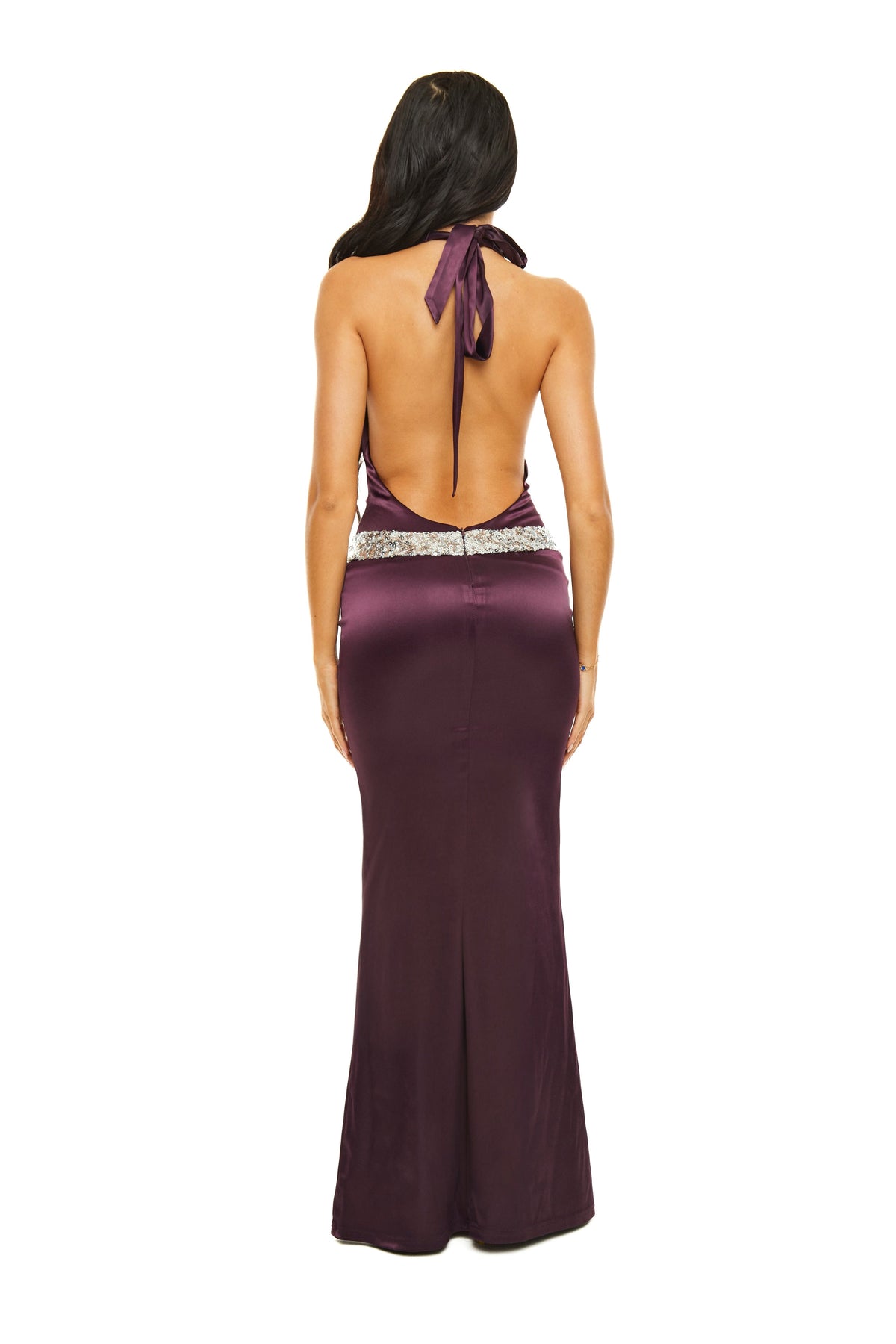 Blair maxi dress in deep plum, view 4