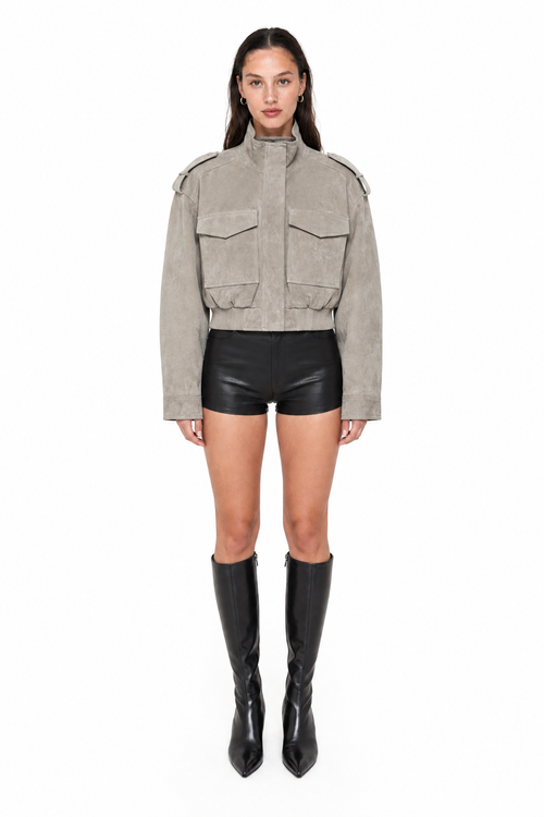 Maëlle light grey cropped utility jacket