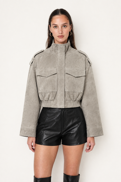 Maëlle light grey cropped utility jacket
