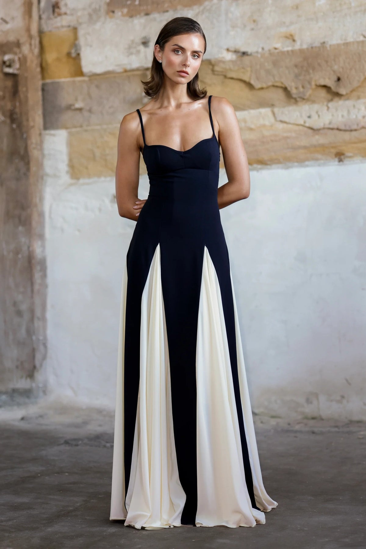 Palerma Maxi Dress — black and ivory