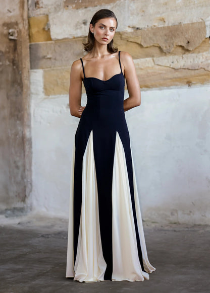 Palerma Maxi Dress — black and ivory