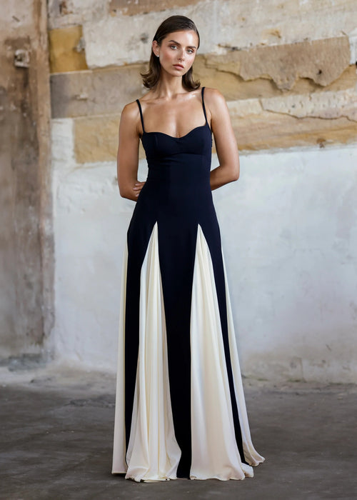 Palerma Maxi Dress — black and ivory