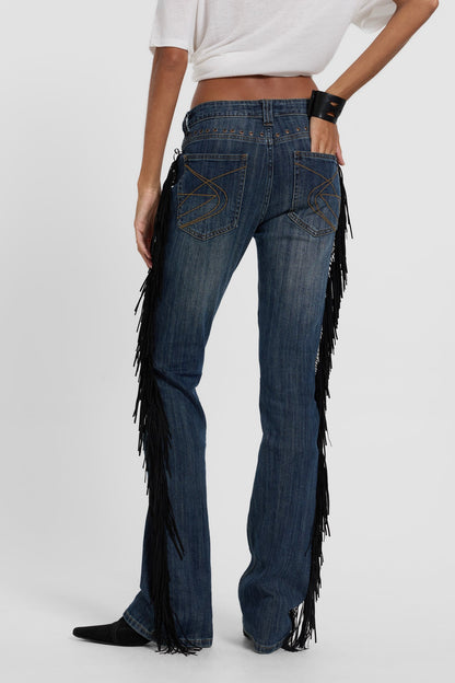 Sierra fringe bootcut jeans, back view
