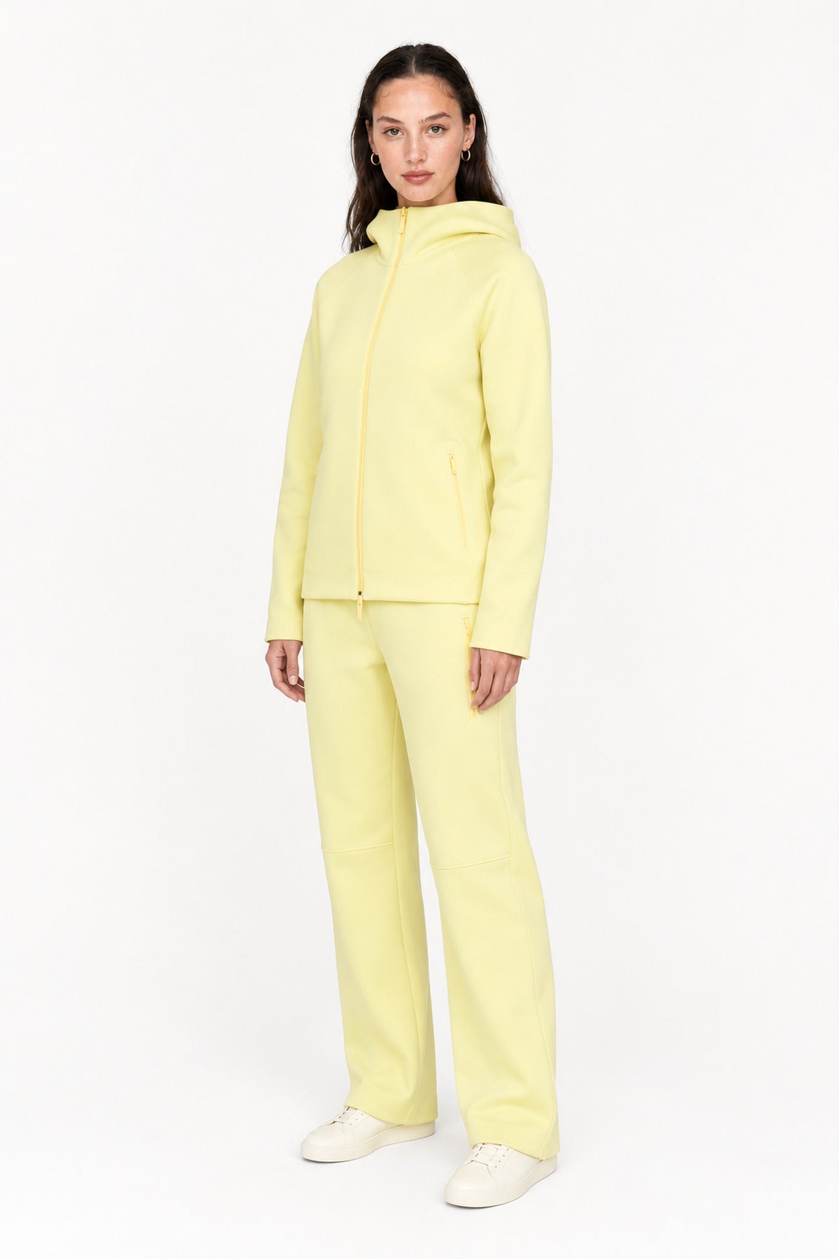 Solène citron fleece set, three-quarter right view